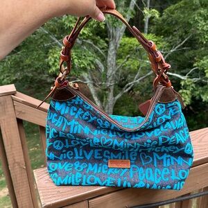 Disney Dooney & Bourke Peace love laugh blue hobo shoulder bag purse